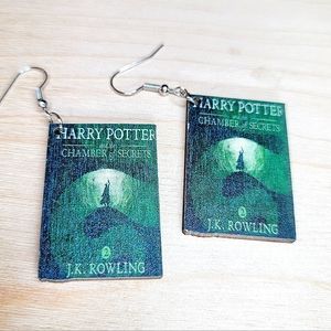 Harry Potter and the Chamber of Secrets, Book Cover, Printed on Wood, Earrings